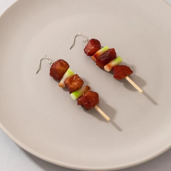 ⭐️ Awesome Yummy Shish Kabob Drop Tassel Earrings ⭐️ - Picture 3 of 5